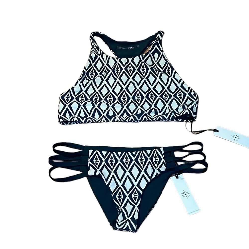 With Love From Paradise TRIBAL | SPORTY BIKINI Set , WLFP, black white, Large